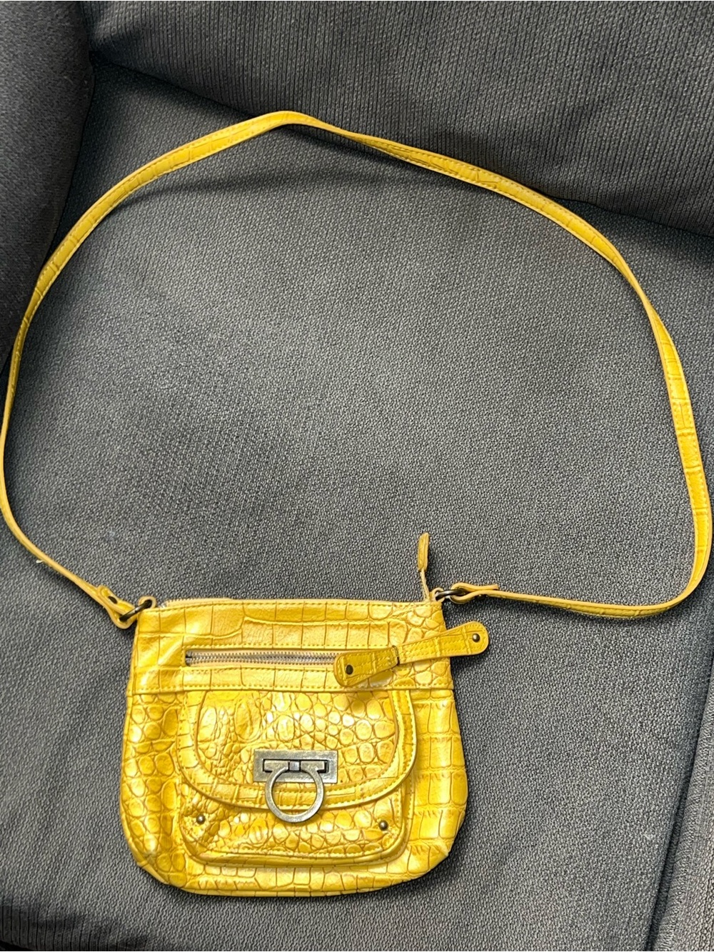 Yellow Croc-Embossed Crossbody Bag - Jessica Simpson